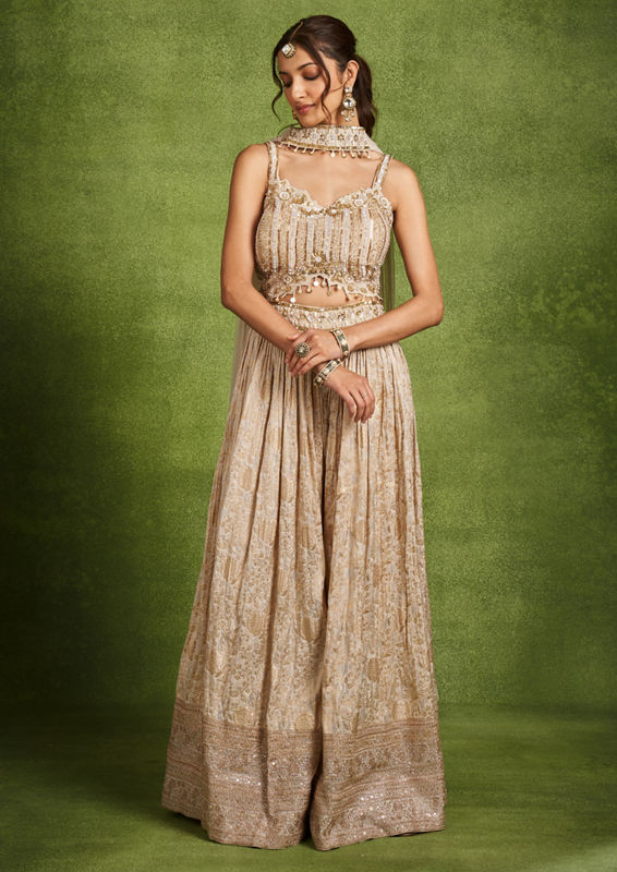 Twamev Women Cream Elegance Indo Western