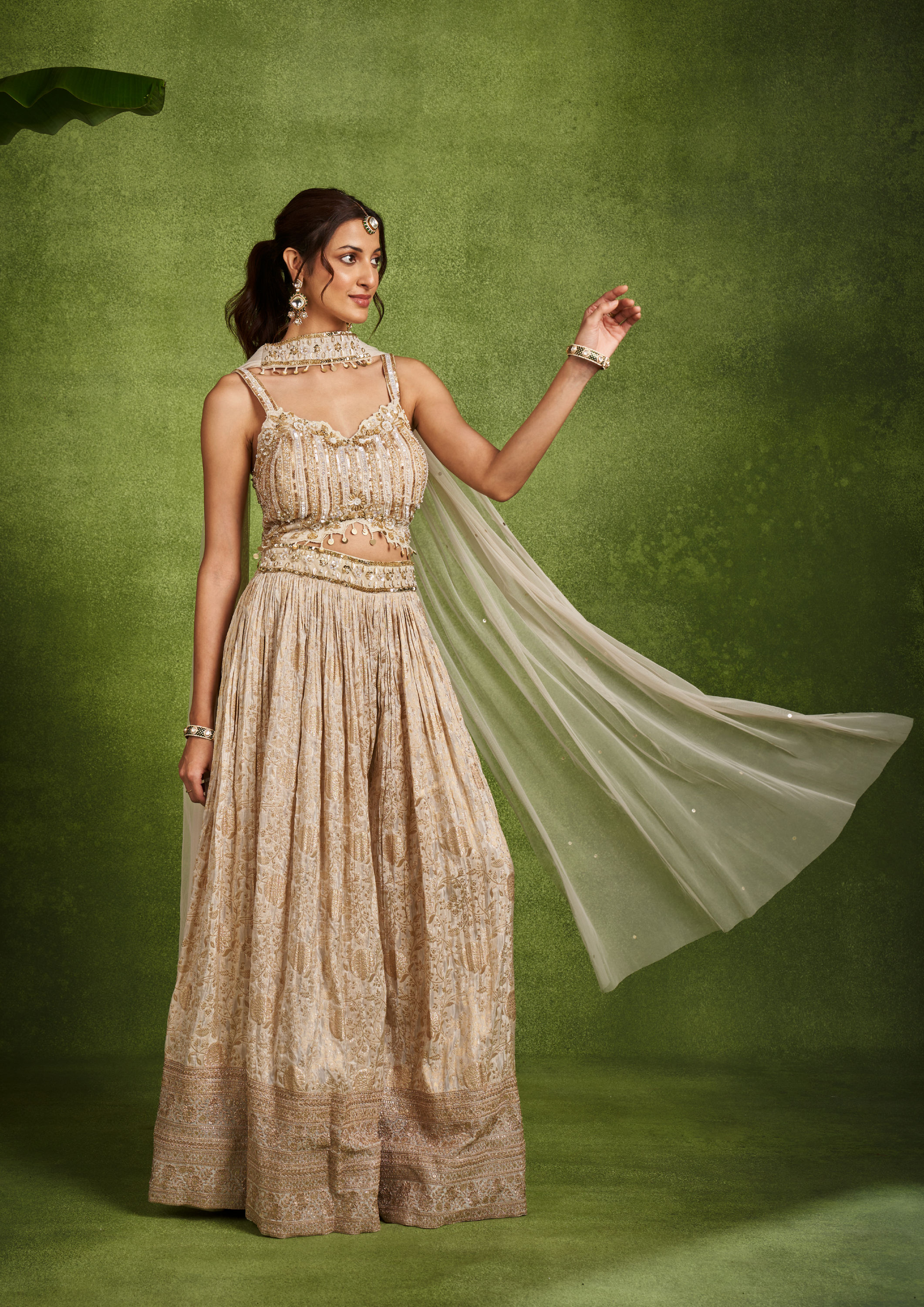 Twamev Women Cream Elegance Indo Western