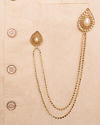 alt message - Manyavar Men Baby Pink Pearl Embedded Chain Brooch image number 2