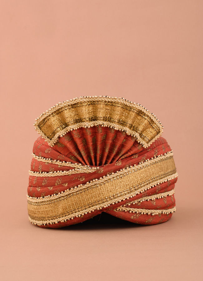 Manyavar Men Royal Red Buta Motif Safa