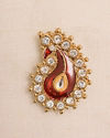 alt message - Manyavar Men Ruby Red Stone Embedded Paisley Brooch image number 1