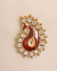 Manyavar Men Ruby Red Stone Embedded Paisley Brooch