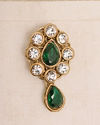 Manyavar Men Emerald Green Stone Embedded Drop Shaped Brooch