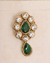 alt message - Manyavar Men Emerald Green Stone Embedded Drop Shaped Brooch image number 1