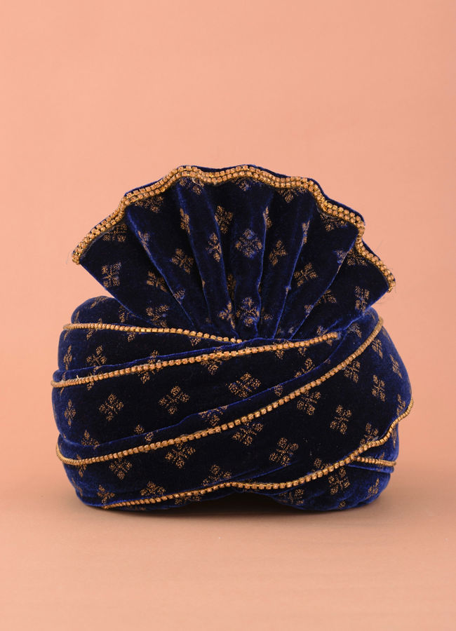 Manyavar Men Royal Blue Motif Safa