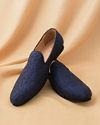 Manyavar Men Royal Blue Self Embroidered Loafer Style Juti image number 0