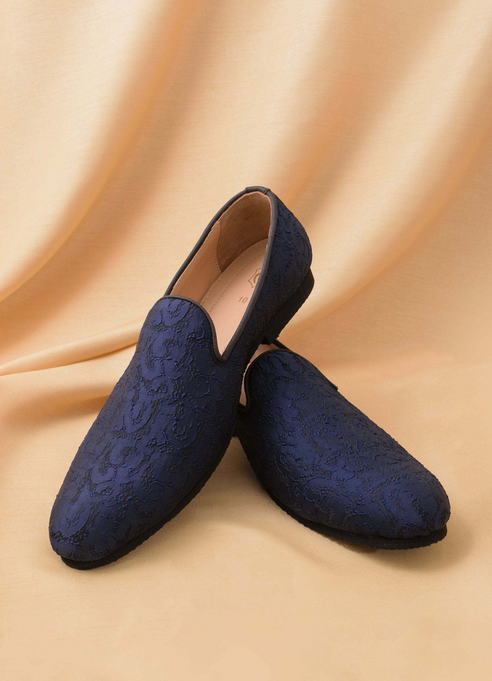 Buy Royal Blue Self Embroidered Loafer Style Jooti Online in  display picture 3