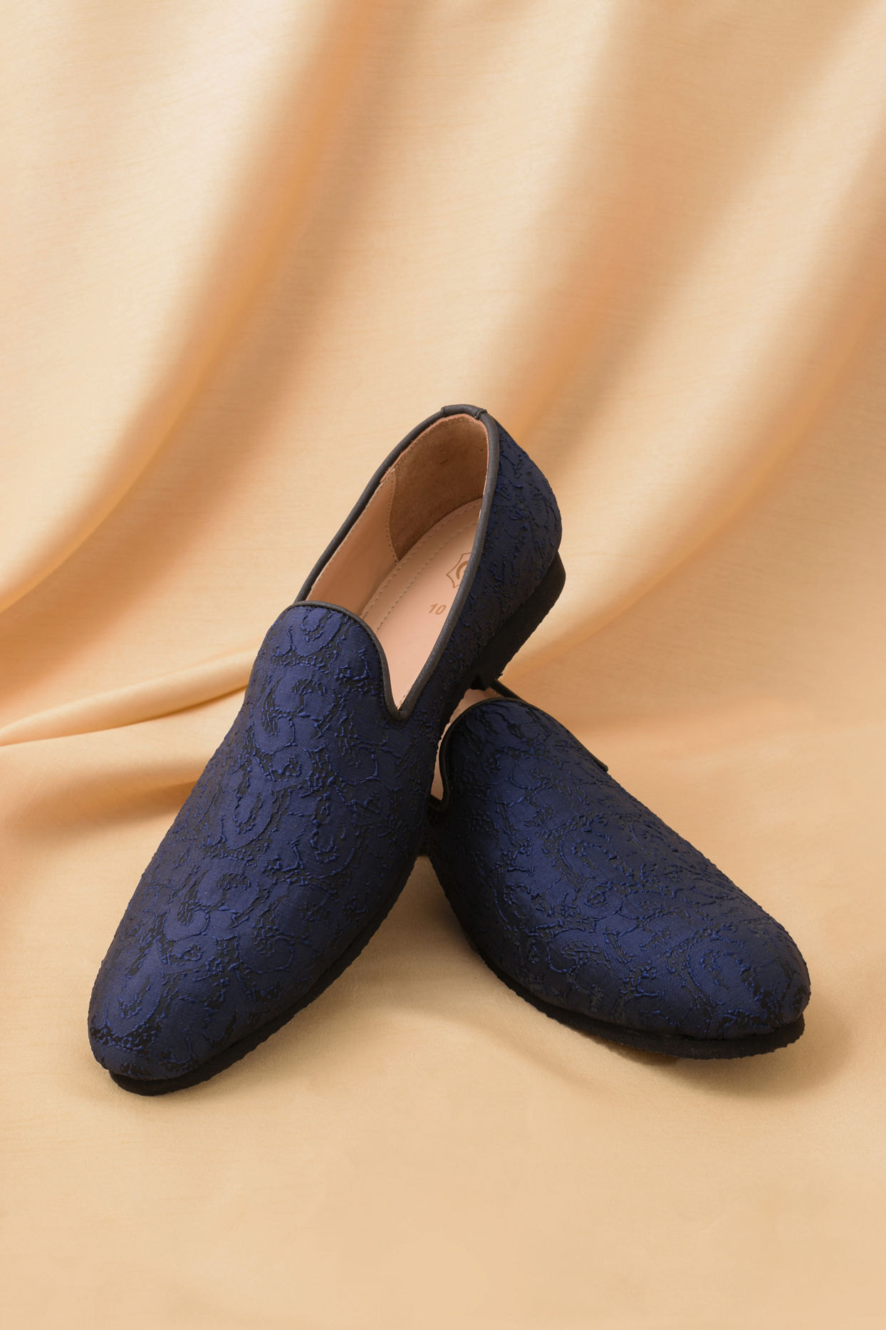 Manyavar Men Royal Blue Self Embroidered Loafer Style Jooti