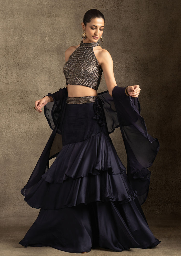 Twamev Women Elegant Indigo Blue Lehenga