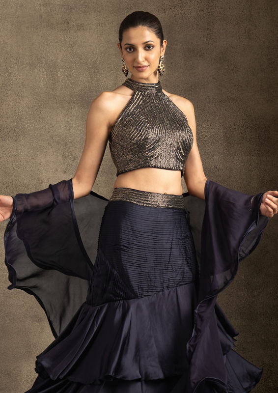 Twamev Women Elegant Indigo Blue Lehenga