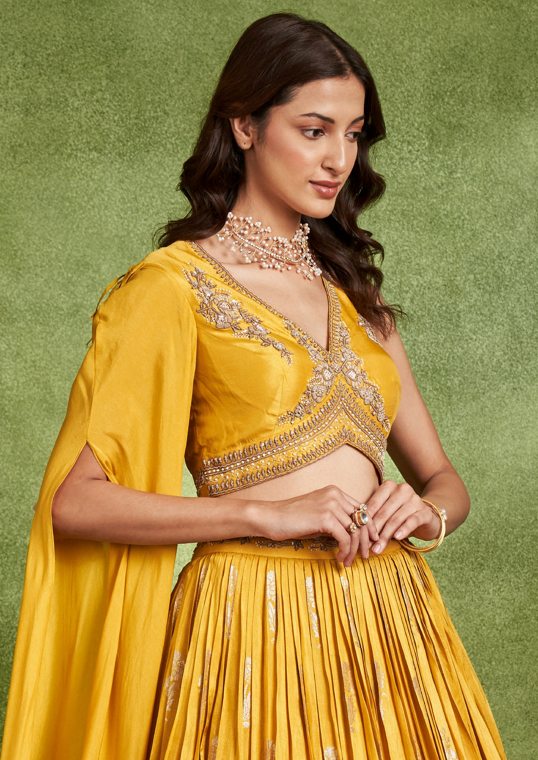 Twamev Women Sunshine Yellow Fusion Indo Western