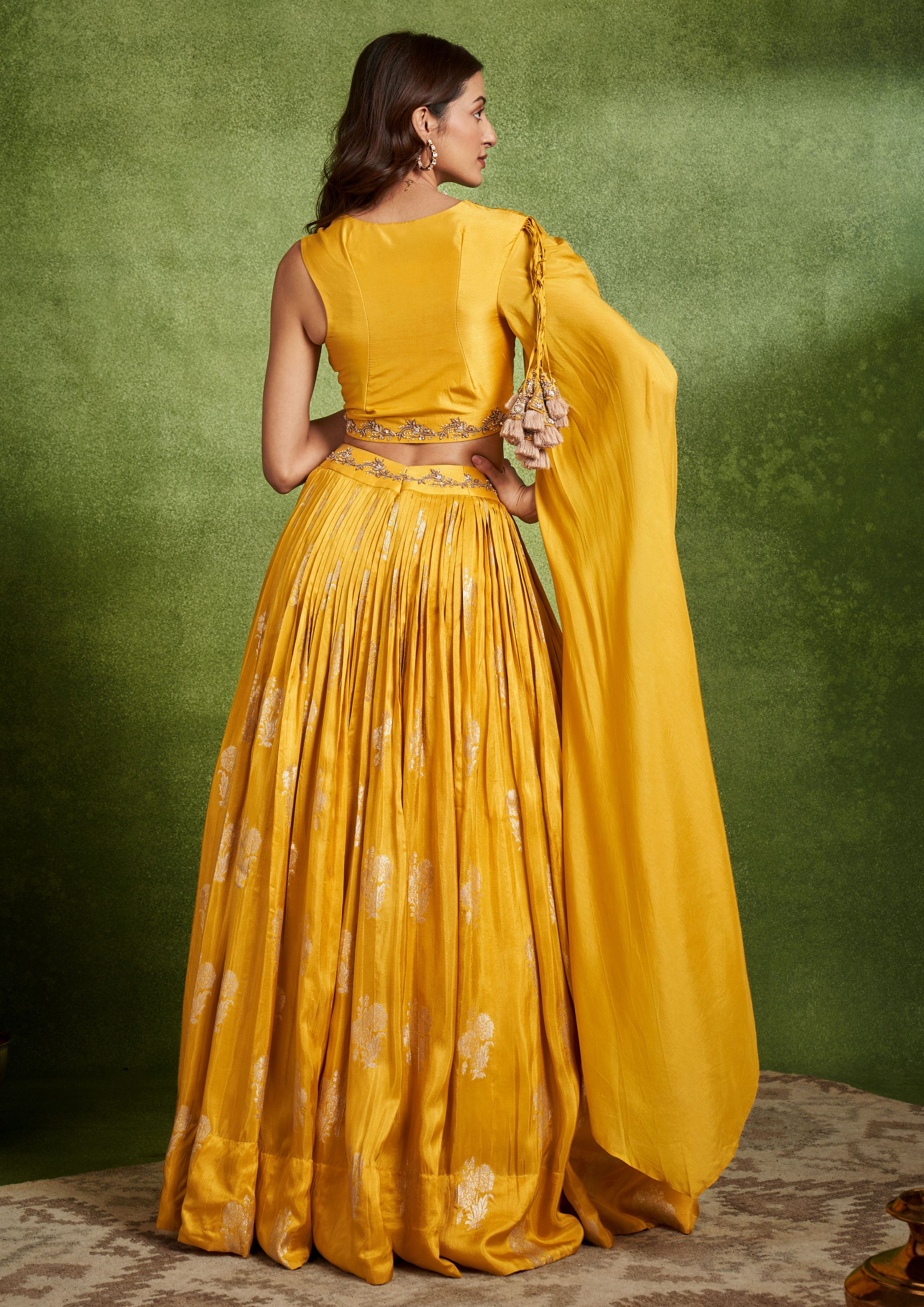 Twamev Women Sunshine Yellow Fusion Indo Western