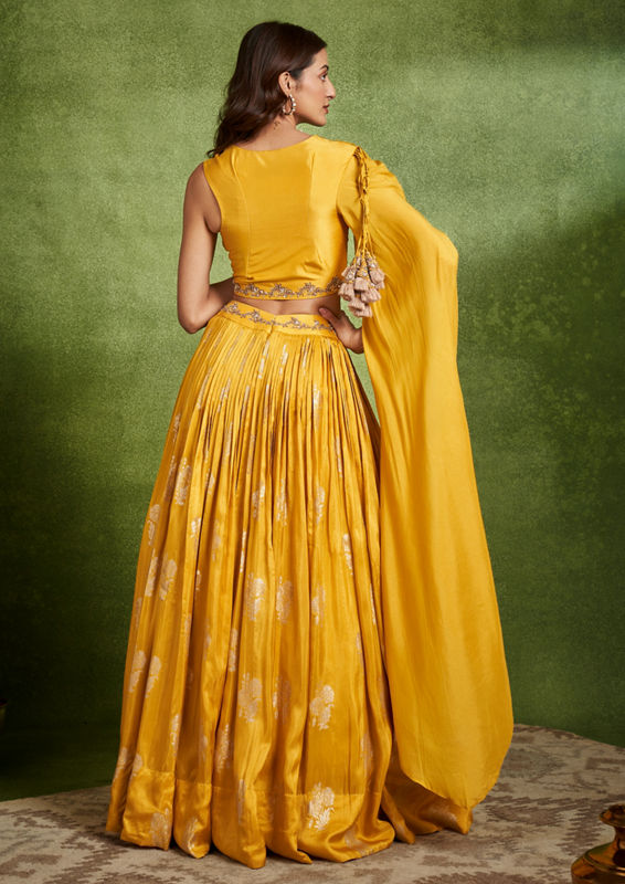 Twamev Women Sunshine Yellow Fusion Indo Western