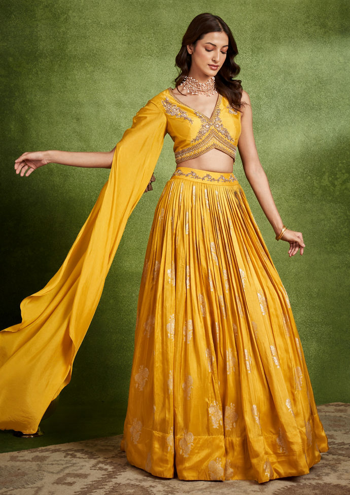 Twamev Women Sunshine Yellow Fusion Indo Western