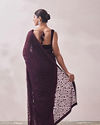 Mohey Women Dark Magenta Embroidered Organza Saree