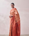 Cherry Peach Patterned Saree image number 3