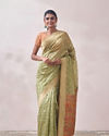 Mohey Women Light Green Zari Weaved Saree