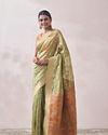 Mohey Women Light Green Zari Weaved Saree