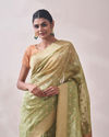 Mohey Women Light Green Zari Weaved Saree
