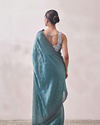 Mohey Women Teal Blue Stone Embellished Saree