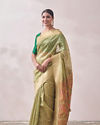 Mohey Women Classy Pista Patterned Saree