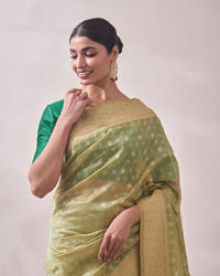 Mohey Women Classy Pista Patterned Saree