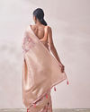 Mohey Women Coral Pink Floral Print Saree