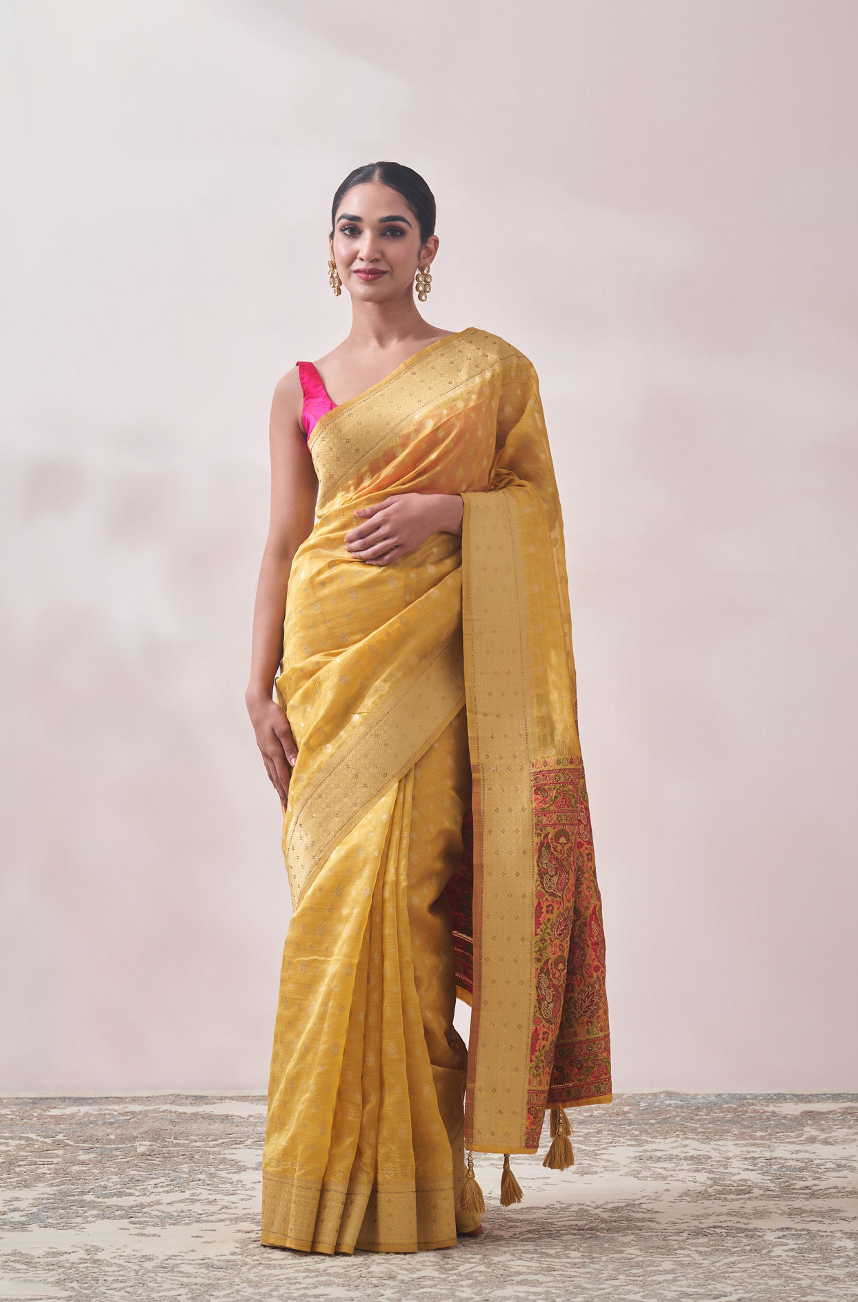 Buy Turmeric Yellow Patterned Saree Online in India Mohey Saree for