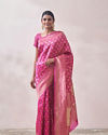 Dark Pink Zari Weaved Saree image number 1