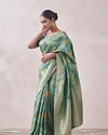 alt message - Mohey Women Sea Green Floral Print Saree image number 3