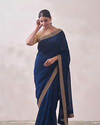 Mohey Women Teal Blue Patterned Saree