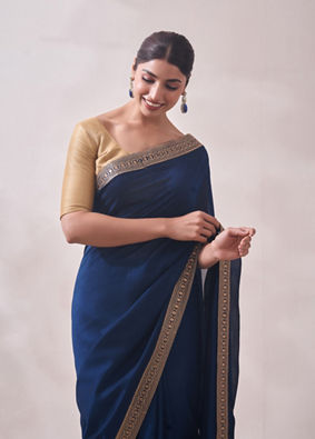 Mohey Women Teal Blue Patterned Saree