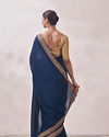 Teal Blue Patterned Saree image number 2