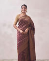 Berry Wine Patterned Saree image number 0
