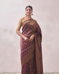 Mohey Women Berry Wine Patterned Saree