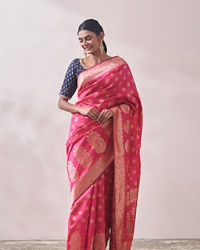 Mohey Women Splashy Pink Patterned Saree