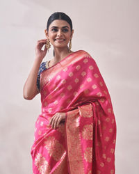 Mohey Women Splashy Pink Patterned Saree