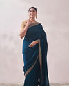 Teal Blue Stone Border Saree image number 0