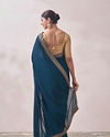 Mohey Women Teal Blue Stone Border Saree