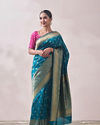 Mohey Women Turquoise Zari Weaved Saree image number 0