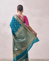 Mohey Women Turquoise Zari Weaved Saree