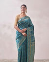 Teal Blue Patterned Saree