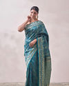 alt message - Mohey Women Teal Blue Patterned Saree image number 3