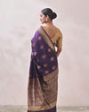 Mohey Women Dark Purple Contrast Motif Saree