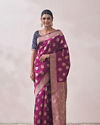 alt message - Mohey Women Deep Wine Patterned Saree image number 0