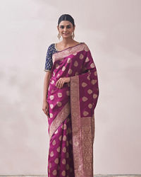 Mohey Women Deep Wine Patterned Saree