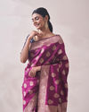 alt message - Mohey Women Deep Wine Patterned Saree image number 1