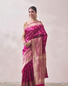Mohey Women Rani Pink Zaree Weaved Saree