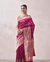 Mohey Women Rani Pink Zaree Weaved Saree image number 3