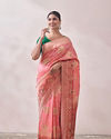 alt message - Mohey Women Light Pink Zari Weaved Saree image number 0